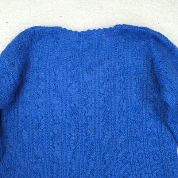 Vintage Sostanza Open Knit Blue V-neck Sweater Mohair Wool Women's Size Small - Picture 5 of 8